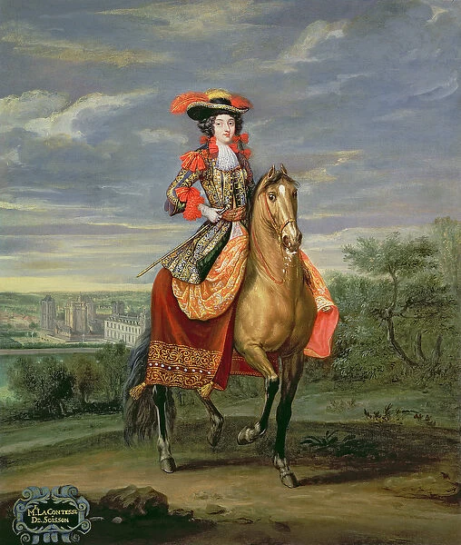 La Comtesse de Soissons Riding with a View of the Chateau de Vincennes (oil on canvas)