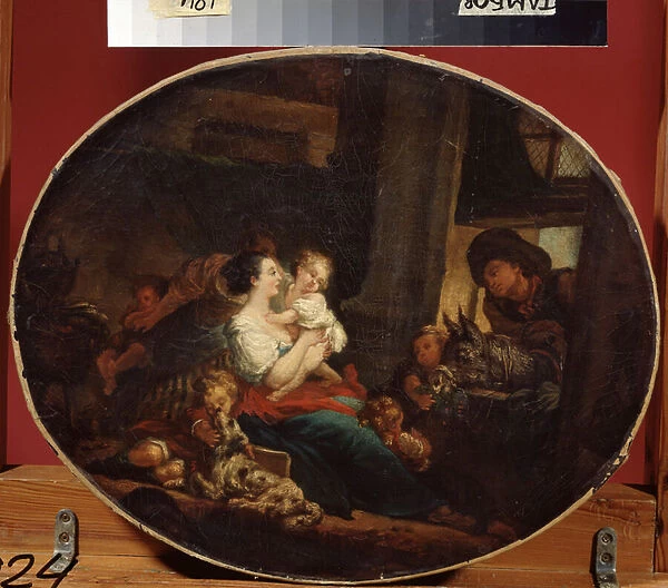 'La famille heureuse ou la fecondite heureuse'(Happy family) Peinture de Jean Honore Fragonard (1732-1806) 1773-1776 Regional Art Gallery, Tambov Russie