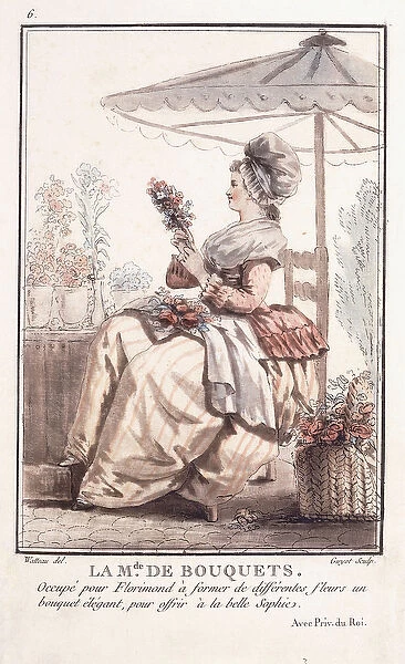 La M. de des Bouquets, 1786 (coloured engraving)