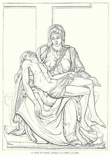 La Pieta De Michel Angelo, St Peters at Rome (engraving)