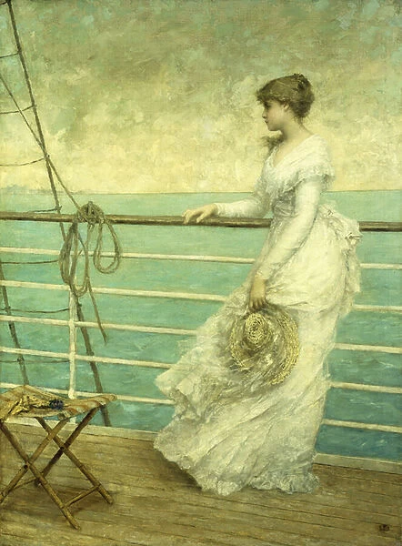 Lady on the Deck of a Ship (oil on canvas)