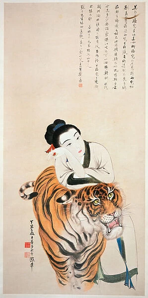 Lady Leaning on a Tiger