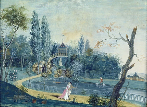 The Lake and Chinese Pavilion in the Park at Le Raincy, c. 1754-93 (gouache on paper)