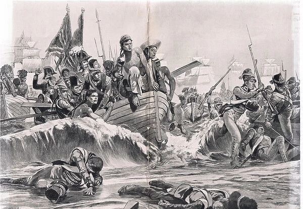 The Landing of the British Troops in Aboukir Bay, illustration from