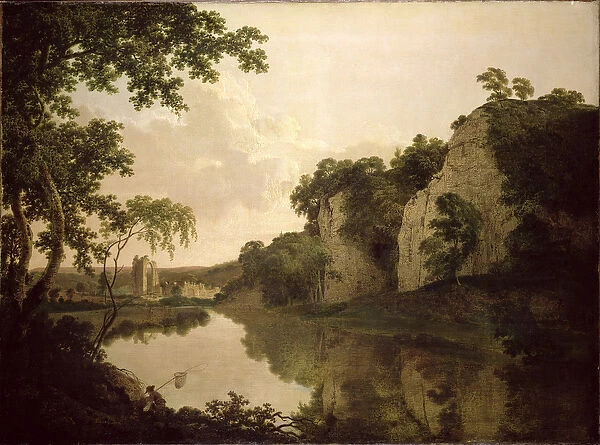 Landscape with Dale Abbey (oil on canvas)