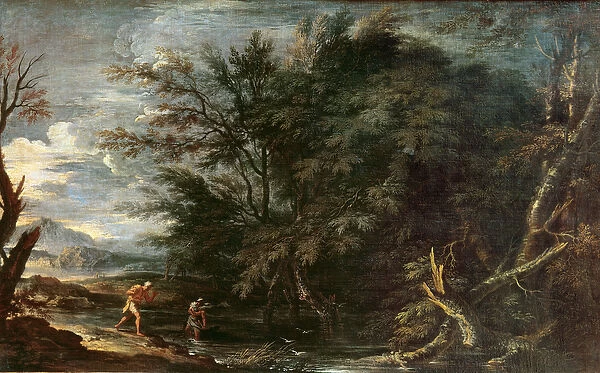 Landscape with Mercury and the Dishonest Woodman, c. 1650 (oil on canvas)