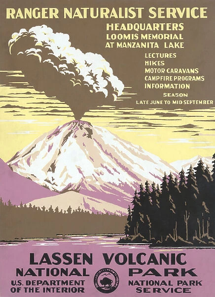 Lassen Volcanic National Park Travel Poster, 1938 (lithograph)