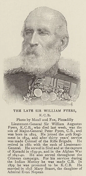 The Late Sir William Fyers, KCB (engraving)