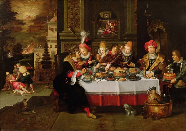 Lazarus and the Rich Mans Table (from Luke XVI) (panel)