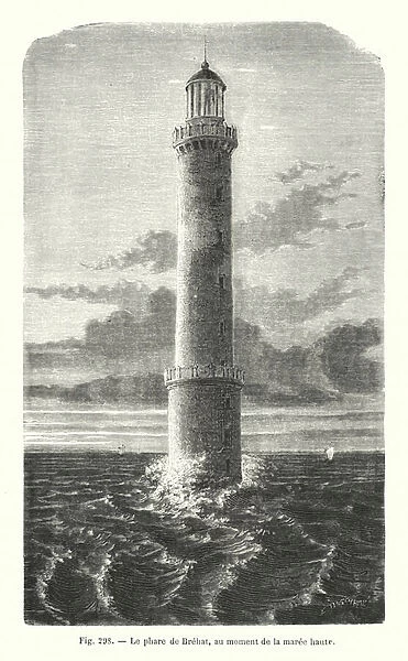 Le phare de Brehat, au moment de la maree haute (engraving)