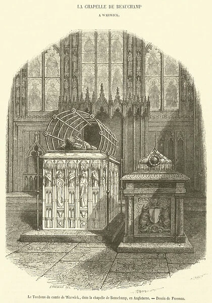 Le Tombeau du comte de Warwick, dans la chapelle de Beauchamp, en Angleterre (engraving)
