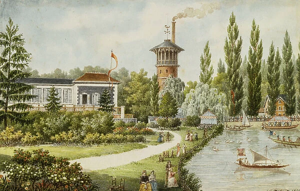 A Leisure Park Outside Paris, 1846 (black chalk, pen and brown and black ink
