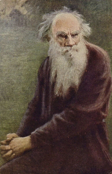 Leo Tolstoy (1828-1910), Russian novelist, short story writer and playwright (colour litho)