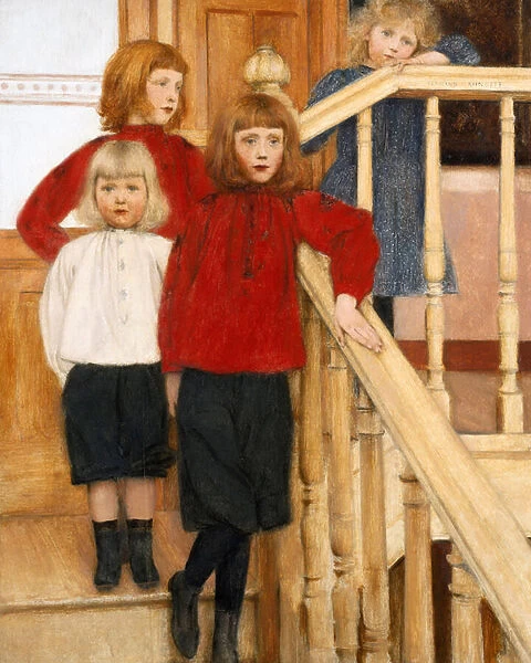 'Les enfants de monsieur Neve'Quatre enfants dans un escalier Peinture de Fernand Khnopff (1858-1921) 1893 Collection privee