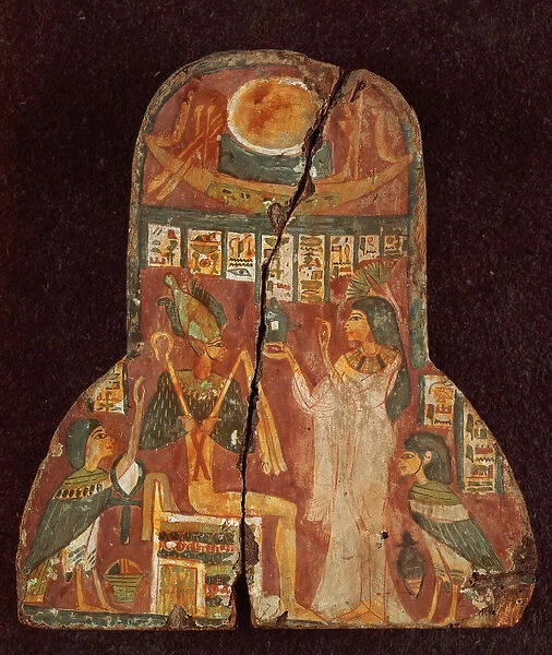 Lid of the coffin of the singer, Toarnemiherti, showing the deceased offering incense to