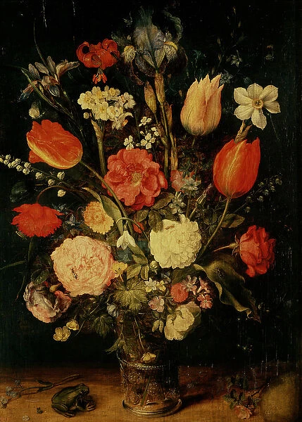 Still Life of Flowers (oil on panel)