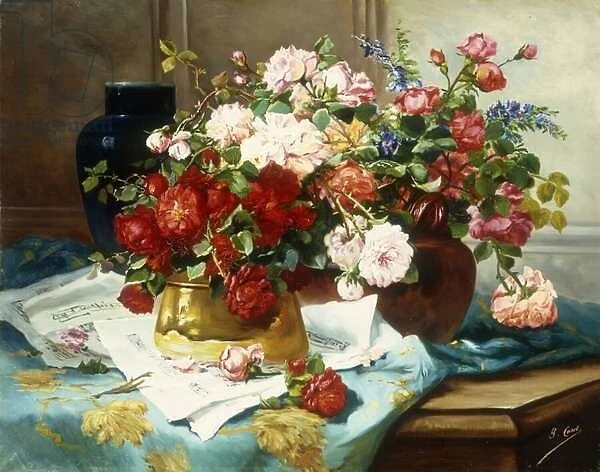 Still Life with Flowers and Sheet Music, c. 1877 (oil on canvas)