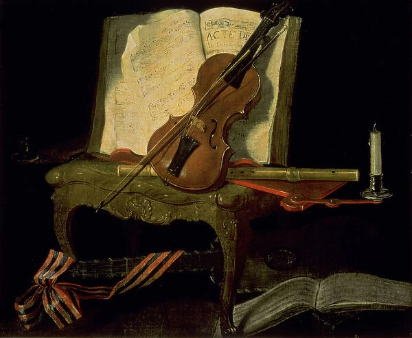 Still Life with a Violin (oil on canvas)