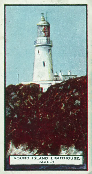 Lighthouses: Round Island Lighthouse, Scilly (colour litho)