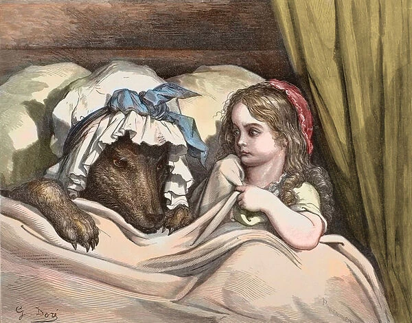 Little Red Riding Hood and Wolf dislike like Grandma. Illustration of '