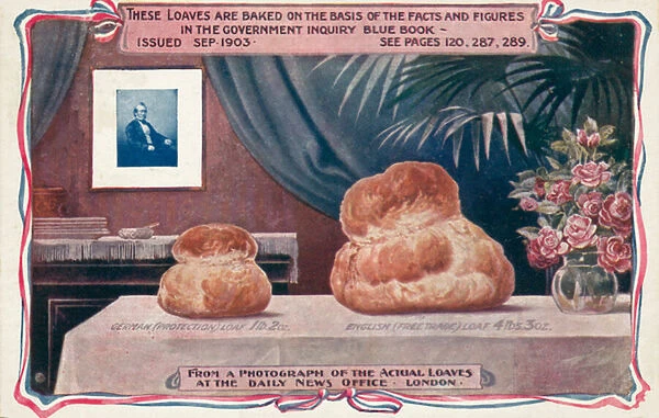 Loaves of bread, election postcard on behalf of British politican John Barker
