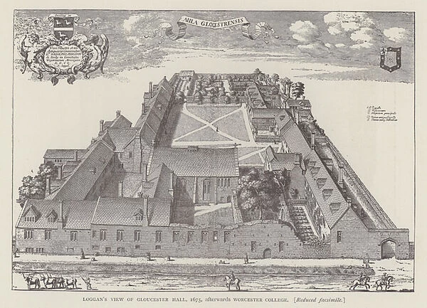 Loggans view of Gloucester Hall, 1675, afterwards Worcester College (engraving)