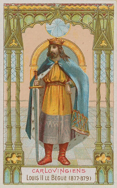 Louis II, Carolingian King of France from 877-879 (chromolitho)