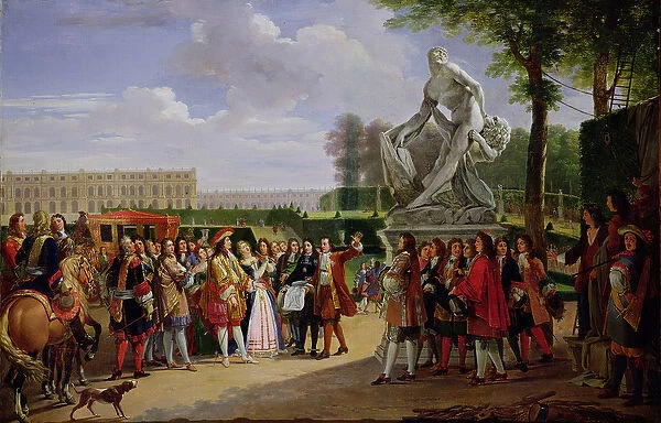 Louis XIV (1638-1715) Dedicating Pugets Milo of Crotona in the Gardens at Versailles