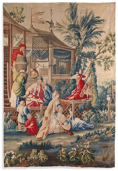 Louis XVI tapestry aux Chinoiserie, Aubusson, lat quarter of the 18th century