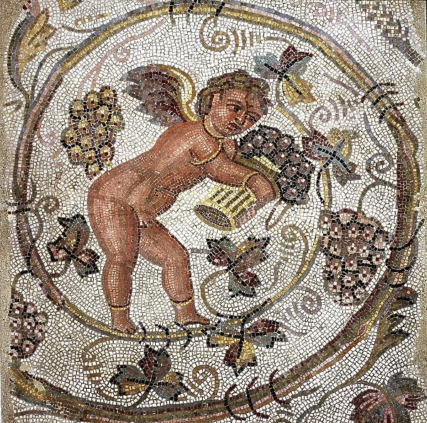 Love harvester. Roman mosaic found in Carthage, 2nd century. Louvre