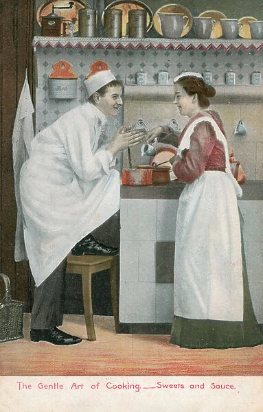 Love in the kitchen (colour litho)