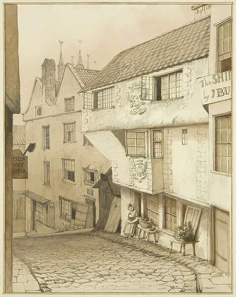 Lower End of Steep Street, with house, 1540 (w  /  c on paper)