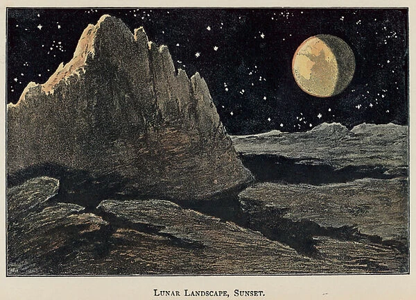 Lunar Landscape, Sunset (colour litho)