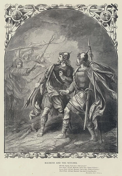 Macbeth and the Witches, Macbeth, Act i, Scene 3 (engraving)