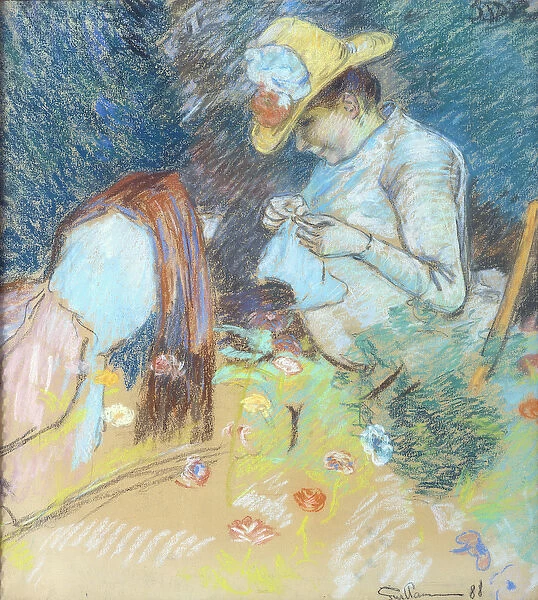 Madame Guillaumin Sewing, 1888 (pastel on paper)