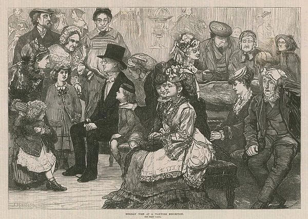 Madame Tussaud & Sons: Holiday time at a waxwork exhibition (engraving)