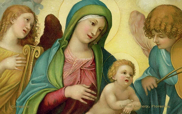 Madonna and Child with Angels (chromolitho)