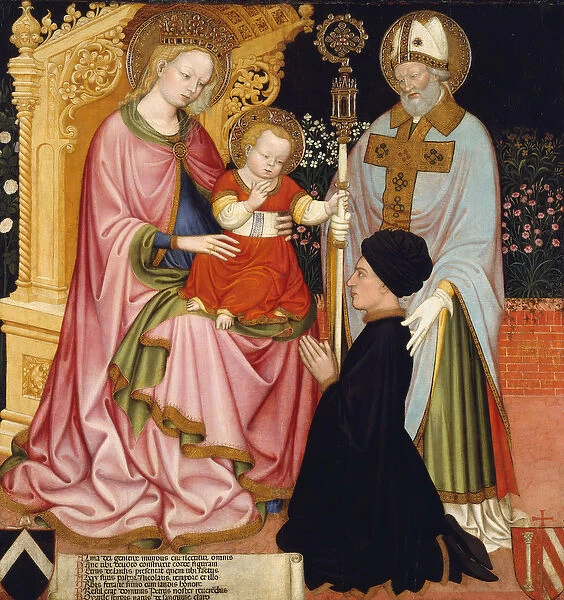 Madonna and Child with the Donor, Pietro de Lardi, Presented by Saint Nicholas, c