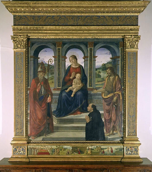 Madonna and Child with SS. Zenobius and John the Baptist, and donor Palla Strozzi (1372-1462) (tempera on panel)