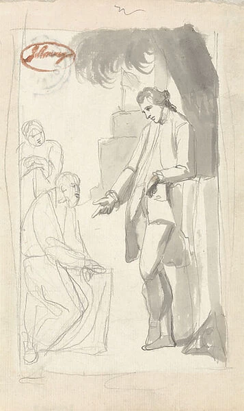 Major Pierson and the Brahman (grey wash and graphite on laid paper) (see 153906)