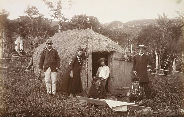 Making Tappa (native cloth), 1890s (sepia photo)