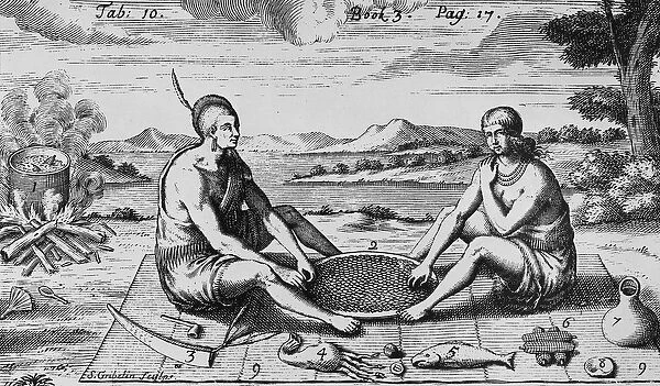 A Man And His Wife At Dinner, 1705 (engraving)