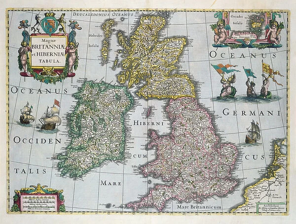 Map of Britain, 1631 (hand-coloured engraving)