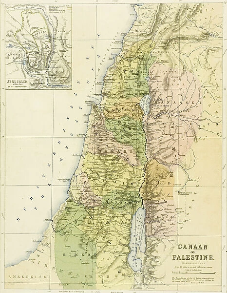 Map of Canaan, or Palestine, published by A. K Johnstone (colour litho)