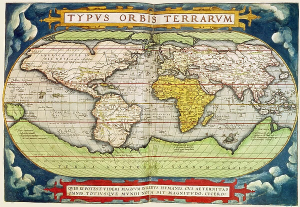 Map charting Sir Francis Drakes (c. 1540-96) circumnavigation of the globe, engraved