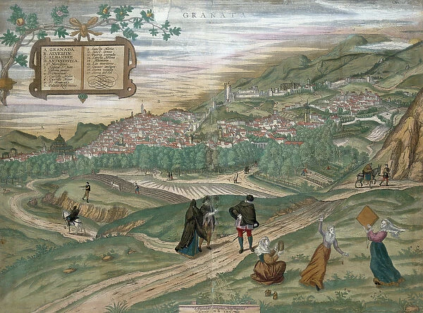 Map of Granada, from Civitates Orbis Terrarum, Volume I number 4