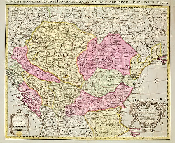 Map of the Kingdom of Hungary, 1742 (hand coloured engraving)