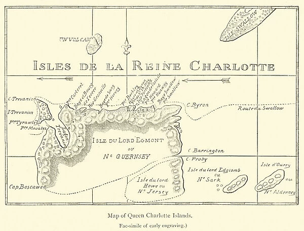 Map of Queen Charlotte Islands (engraving)