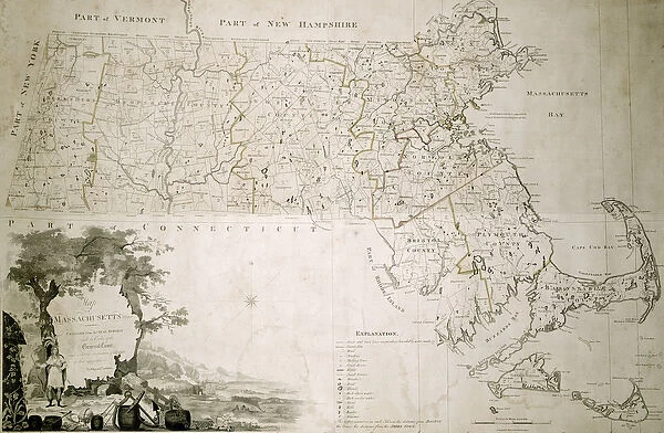 Map of the state of Massachusetts, 1801 (engraving)