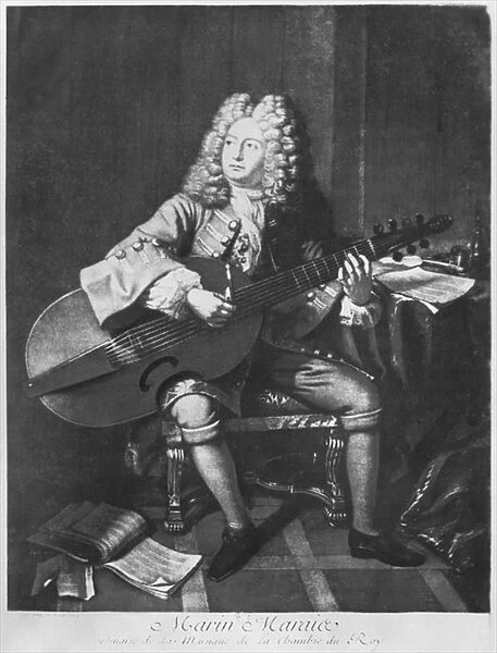 Marin Marais, 1704 (engraving) (b  /  w photo)